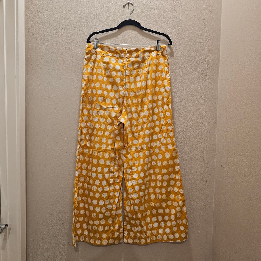 Busayo Collective Palazzo Yellow and White Polka Dot Pattern Pants Size 8